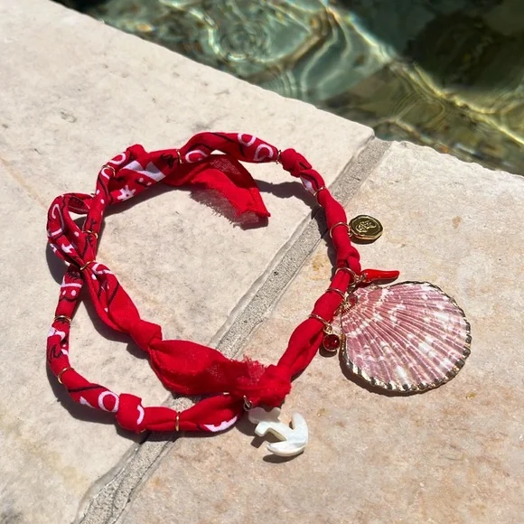 🐚 ❤️Hand Made Bandana Necklace Sea Secret Fresh Water Pearl ❤️ - Picture 5 of 9